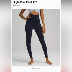 Lululemon Super High Rise Align Blue Navy 6 Inseam 28”